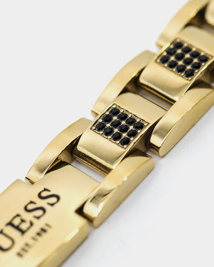 Guess Mainline Frontier 12mm Frontier Black Crystal Bracelet Gold