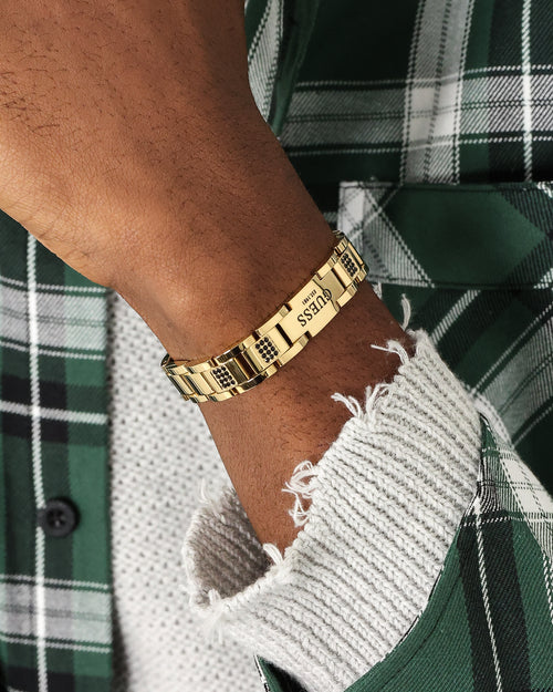 Guess Mainline Frontier 12mm Frontier Black Crystal Bracelet Gold