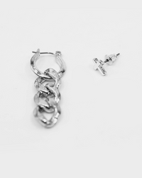 Wild for the Weekend Chain Drop and Cross Stud Earring Set Silver