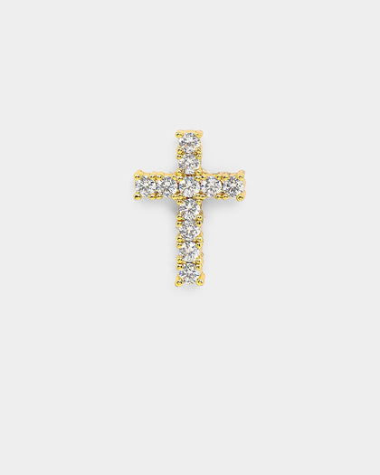 Saint Morta Saint Cross Earring Iced Gold