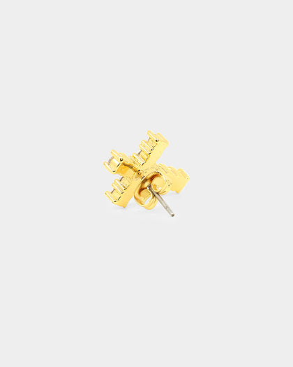 Saint Morta Saint Cross Earring Iced Gold