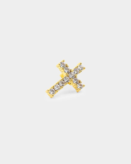 Saint Morta Saint Cross Earring Iced Gold