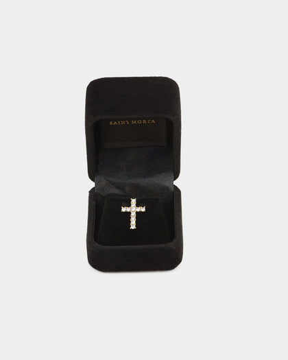 Saint Morta Saint Cross Earring Iced Gold