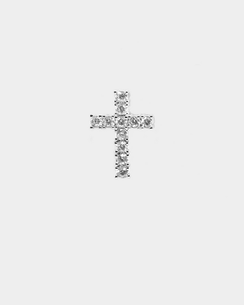 Saint Morta Saint Cross Earring Iced White Gold