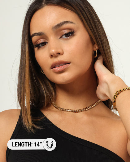 Raising Hell Women's 6mm 14" Cuban Choker Chain 18K Gold Vermeil