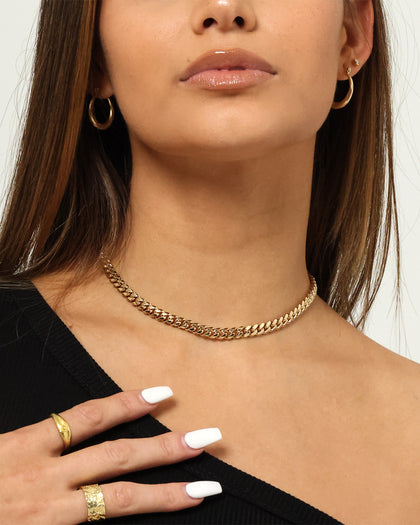 Raising Hell Women's 6mm 14" Cuban Choker Chain 18K Gold Vermeil