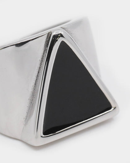 Dead Studios Men's Tri Stone Ring Stainless Steel/Black