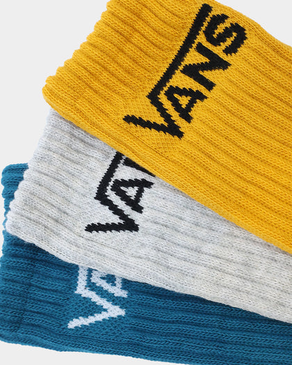 Vans Classic Crew Socks 3 Pack (6.5-9) Yellow/Grey/Blue