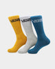 Vans Classic Crew Socks 3 Pack (9.5-13) Yellow/Grey/Blue