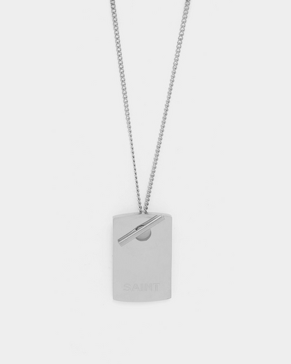 Saint Morta Dog Tag Necklace White Gold
