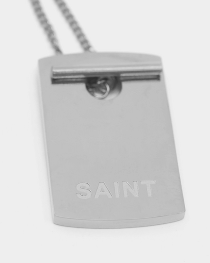 Saint Morta Dog Tag Necklace White Gold