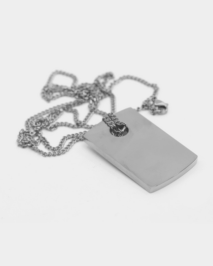 Saint Morta Dog Tag Necklace White Gold