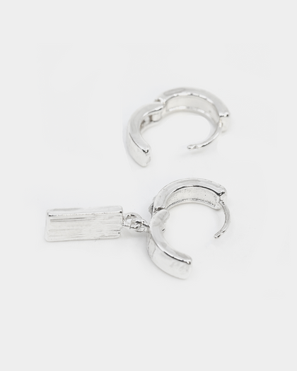 Wild For The Weekend Cross Crystal Hoop and Drop Earrings Silver/White