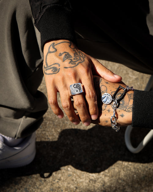 Wild For The Weekend Slam Dunk Basketball Bracelet Silver/Black