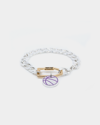Wild For The Weekend Slam Dunk Basketball Bracelet Silver/Gold