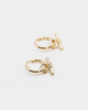 Wild For The Weekend Wildcats T-Bar Drop Hoop Earrings Gold