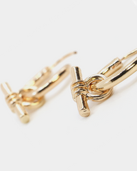 Wild For The Weekend Wildcats T-Bar Drop Hoop Earrings Gold