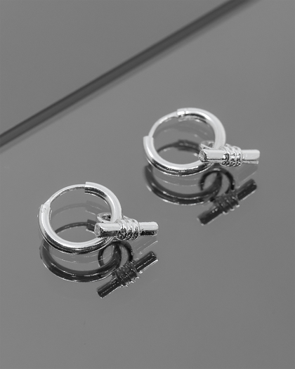 Wild For The Weekend Wildcats T-Bar Drop Hoop Earrings Silver