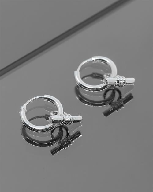 Wild For The Weekend Wildcats T-Bar Drop Hoop Earrings Silver