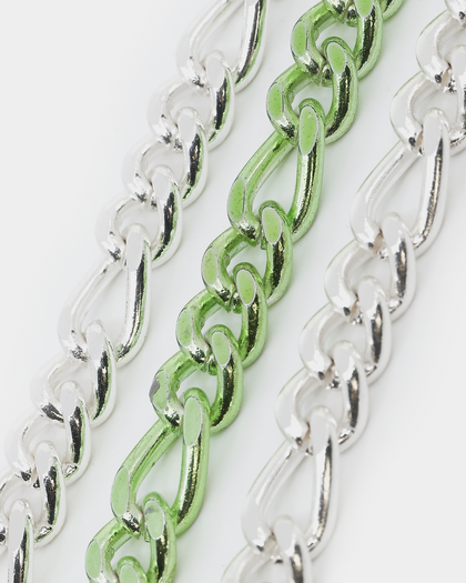 Wild For The Weekend Carabiner Chain Necklace Silver/Green