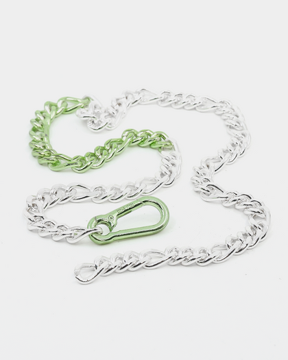Wild For The Weekend Carabiner Chain Necklace Silver/Green