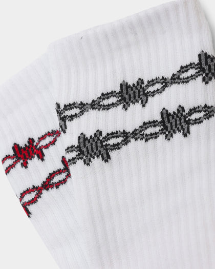 Goat Crew 2 Pack Barbed Wire Socks White/Red/Grey