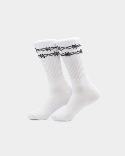 Goat Crew 2 Pack Barbed Wire Socks White/Red/Grey