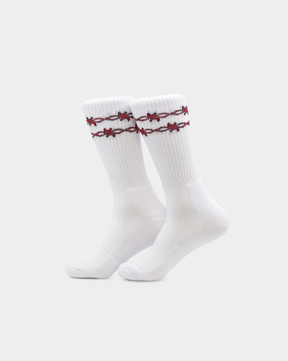 Goat Crew 2 Pack Barbed Wire Socks White/Red/Grey