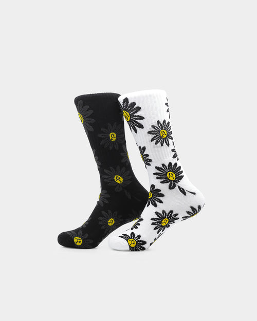 Goat Crew 2 Pack Smiley Socks Black/White/Yellow