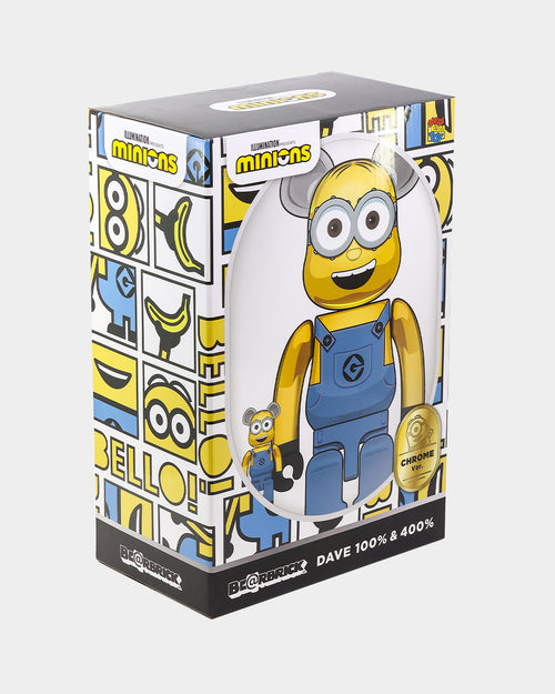 Medicom Toy Be@rbrick Dave Chrome Version 100% & 400% Collectible Set Multi-Coloured