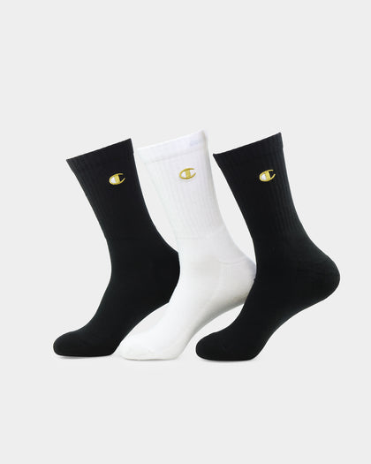 Champion Culture Kings X Champion C Logo Crew Socks 3 Pack Black/White