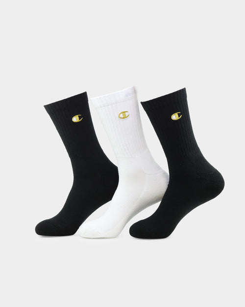 Champion Culture Kings X Champion C Logo Crew Socks 3 Pack Black/White