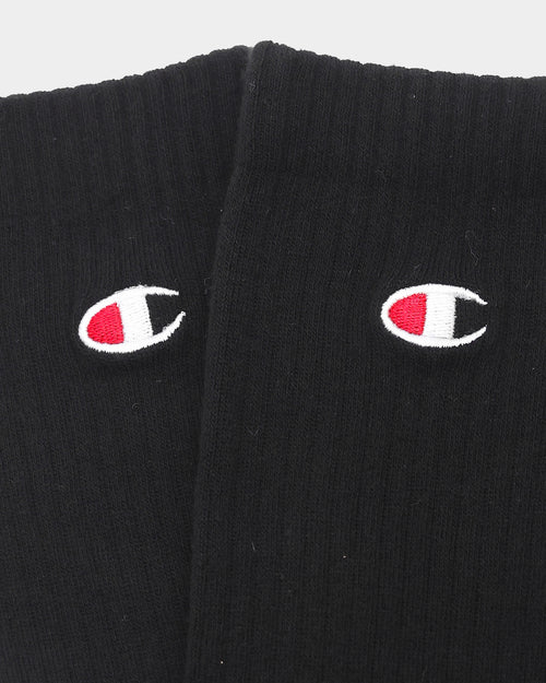 Champion 3 Pack C Logo Crew Socks Black