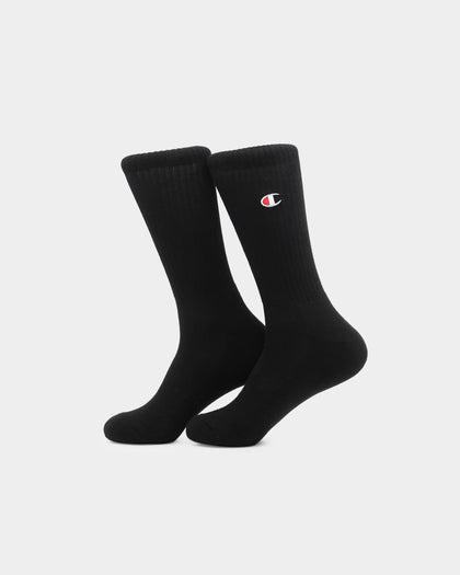 Champion 3 Pack C Logo Crew Socks Black