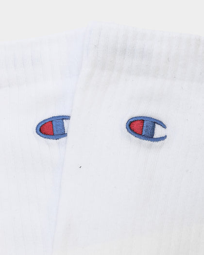 Champion 3 Pack C Logo Crew Socks White