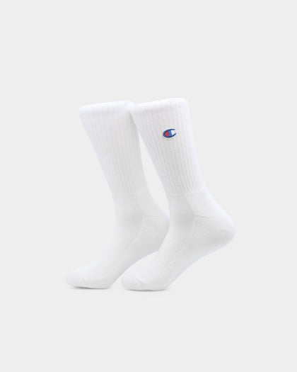 Champion 3 Pack C Logo Crew Socks White