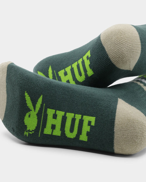 HUF X Playboy Rabbit Head Crew Socks Forest Green