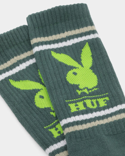HUF X Playboy Rabbit Head Crew Socks Forest Green