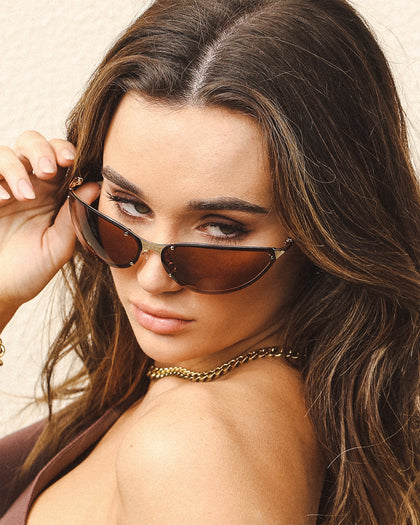 Charlotte Mercy Dakota Sunglasses Gold/Brown