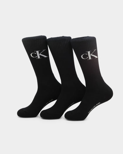 Calvin Klein 1/2 Terry Cushion Crew Sock 3 Pack Black Assorted