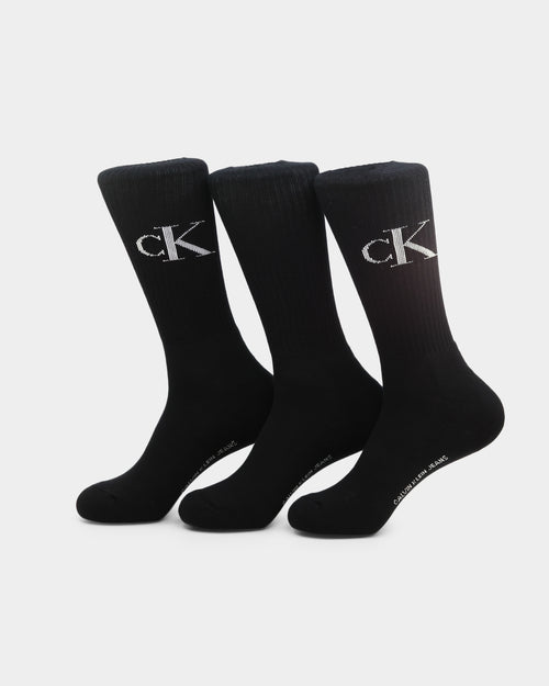 Calvin Klein 1/2 Terry Cushion Crew Sock 3 Pack Black Assorted