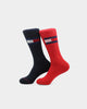 Tommy Jeans Large Flag Cotton Cushion Socks 2 Pack Red/Navy
