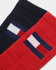 Tommy Jeans Large Flag Cotton Cushion Socks 2 Pack Red/Navy