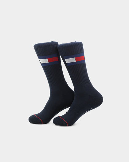 Tommy Jeans Large Flag Cotton Cushion Socks 2 Pack Red/Navy