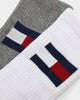 Tommy Jeans Large Flag Cotton Cushion Socks 2 Pack White/Grey