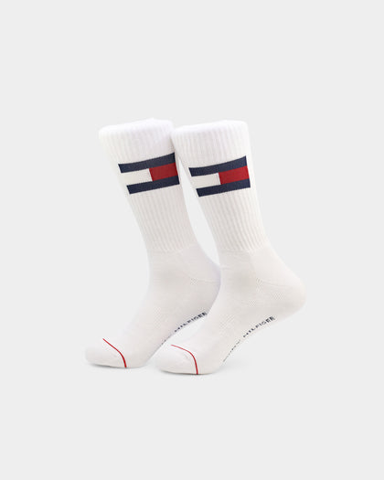 Tommy Jeans Large Flag Cotton Cushion Socks 2 Pack White/Grey