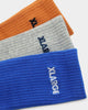 XLARGE Text Socks 3 Pack Orange/Grey/Blue