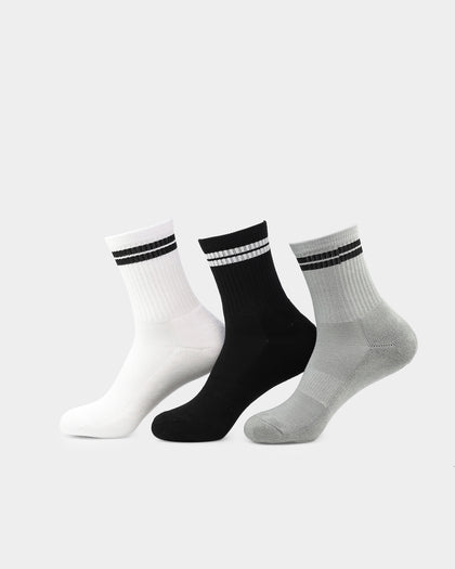 EN ES KIDS Kid's Stripe Socks 3 Pack White/Black/Grey