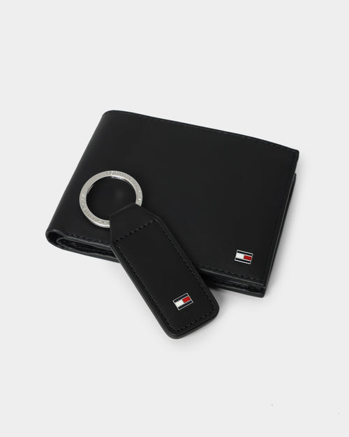 Tommy Jeans Flag Wallet and Key FOB Set Black