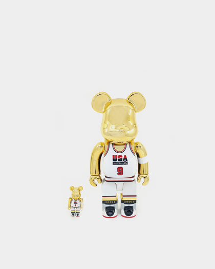 Medicom Toy Be@Rbrick Jordan '92 Team USA Chrome Version 100% & 400% Collectible Set Gold